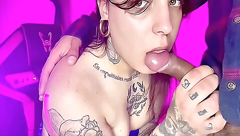 He gets a tattooed pussy covered in stockings in the anal scene