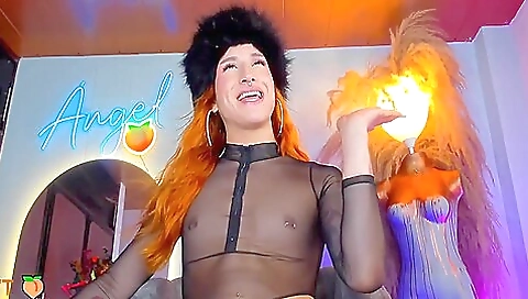 Sexy redhead with small tits rides a big cock solo