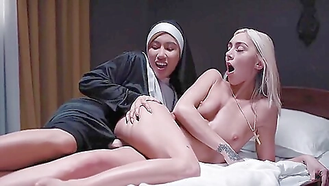 Blonde transsexuals get fucked in all poses in a video