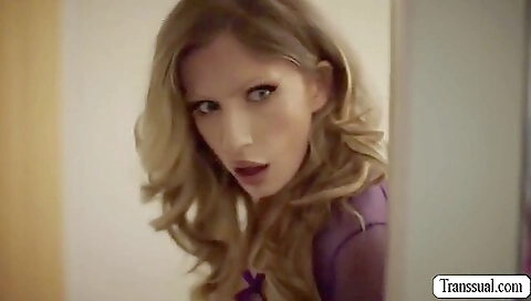 Sexy blonde with a wonderful smile lets her friend stare at her