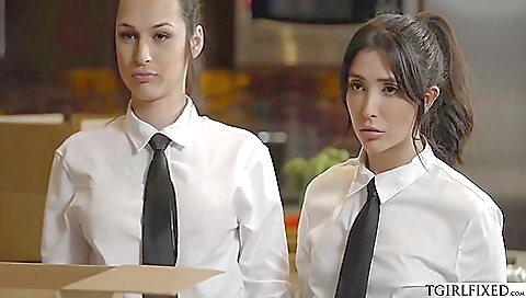 Busty teen 18+ with large boobs fucks behind counter