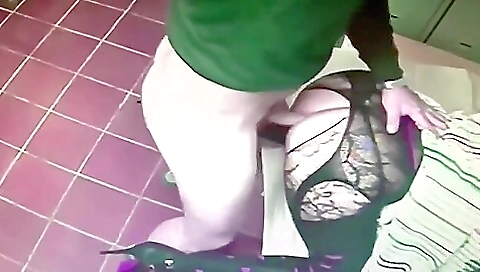 Milf in stockings gets fucked by her lover in amateur clip