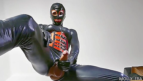 Latex fetish video is covered with cum on my pussy